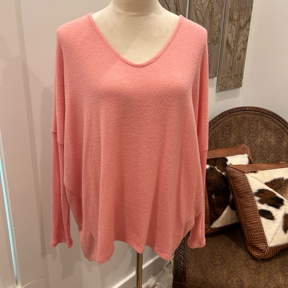 Pink V-Neck Sweater - Picture 1 of 3